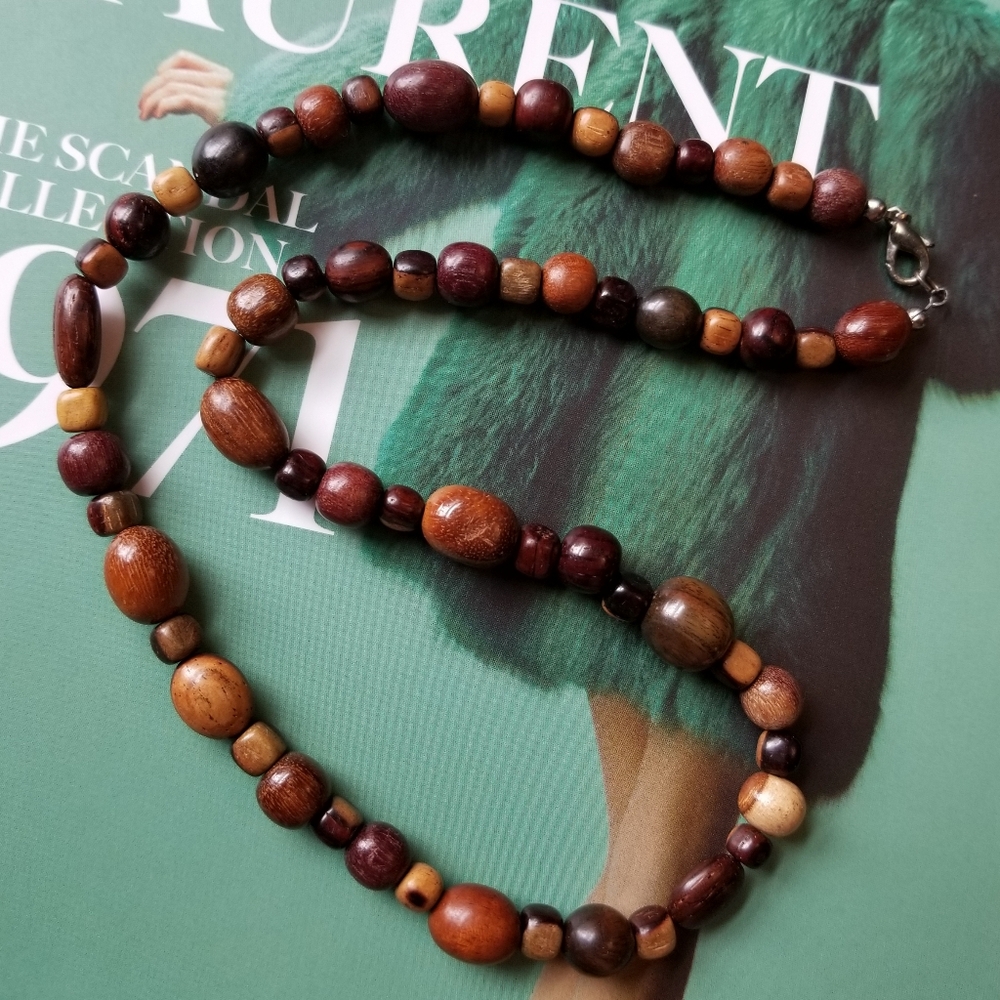 ❗Vintage 70s Wooden Beaded Statement Necklace❗